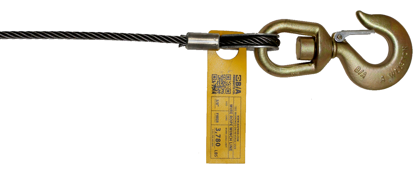 4-716SC100S   -   7/16" X 100' Steel Core Winch Cable w/ Swivel Hook