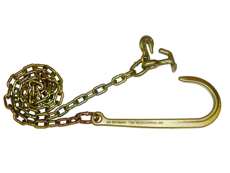 N711-6H  -  10ft 5/16" Chains w. 15" J Hook & Hammerhead & Grab - Pair