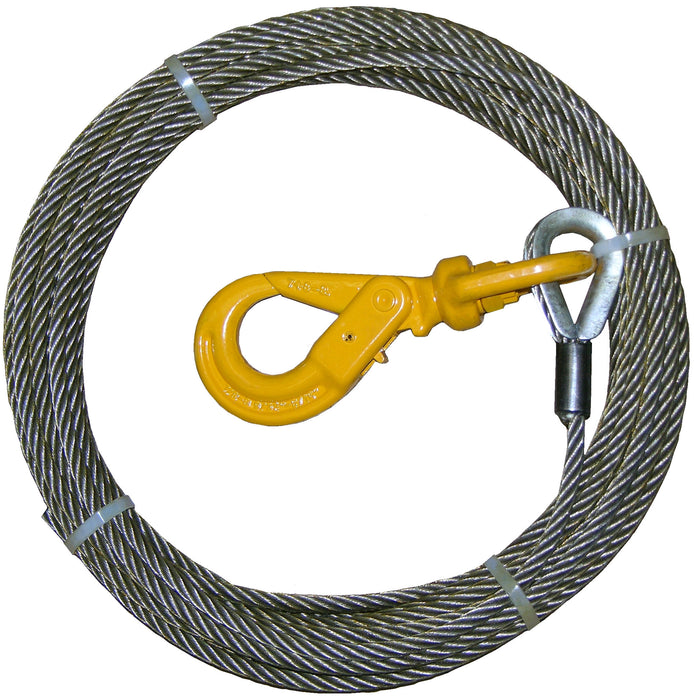 4-38SC56LH  -  3/8" 56ft Steel Core Winch Cable w/ Self Locking Hook