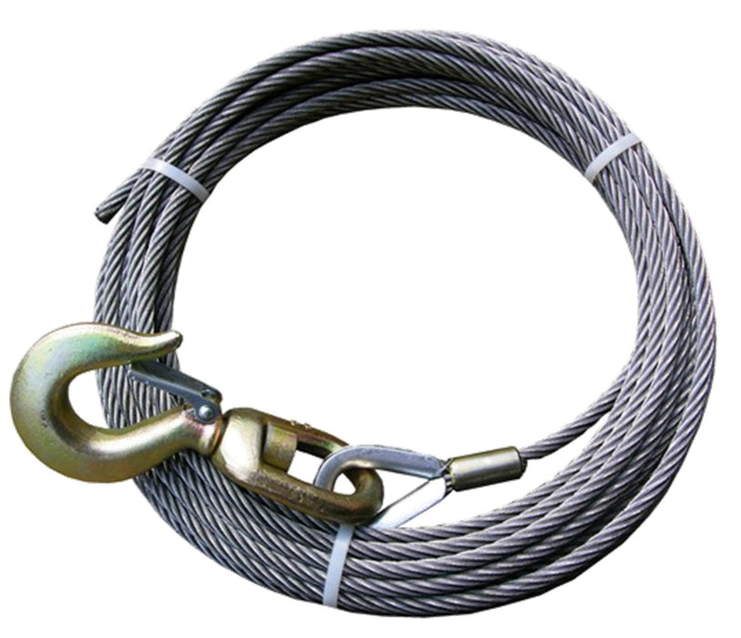4-38SC75S  -  3/8" 75ft Steel COre Winch Cable w/ Swivel Hook