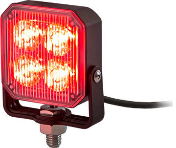 8891803  -  3X3 Red Pedestal LED Strobe Light w/ 55 AMPS 19 Flash Patterns