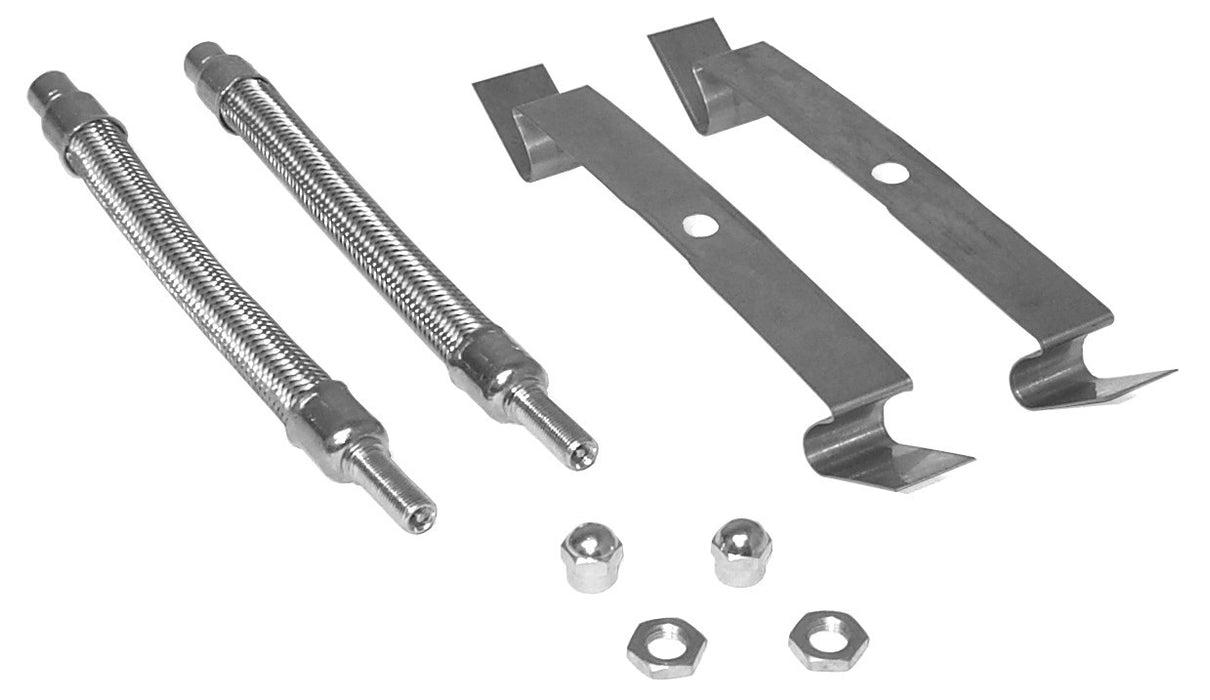 L12-0047  -  Stainless Steel Valve Stem Set of 2 Hoses in Kit for 16"-19.5" Inner Dual Wheel